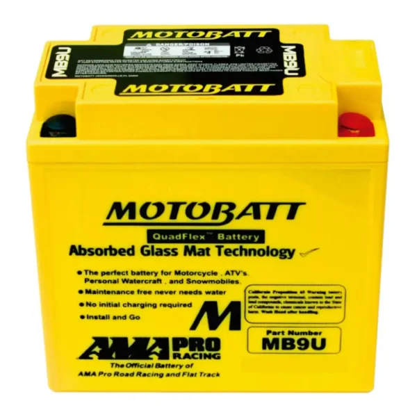 Batería de gel Motobatt MB9U compatible con YB9L2N9, sellada y libre de mantenimiento