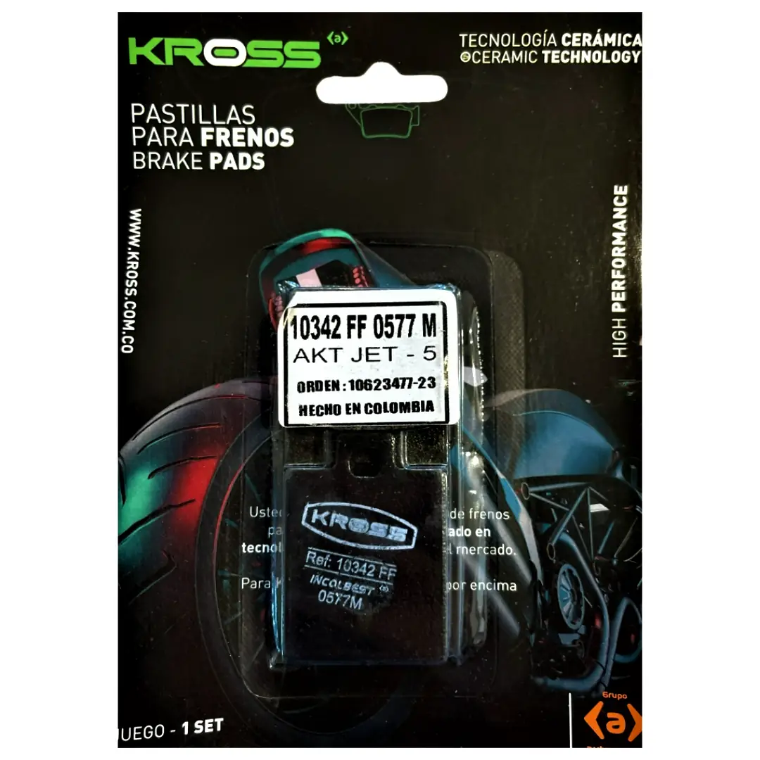 Pastilla Freno Kross Akt Jet-5 150R Peugeot City 125 Piaggio Liberty 50 Runner Vespa 125 Sym Crox 150R (10342) Pastilla Freno Kross Akt Jet-5 150R Peugeot City 125 Piaggio Liberty 50 Runner Vespa 125 Sym Crox 150R - Imagen 1