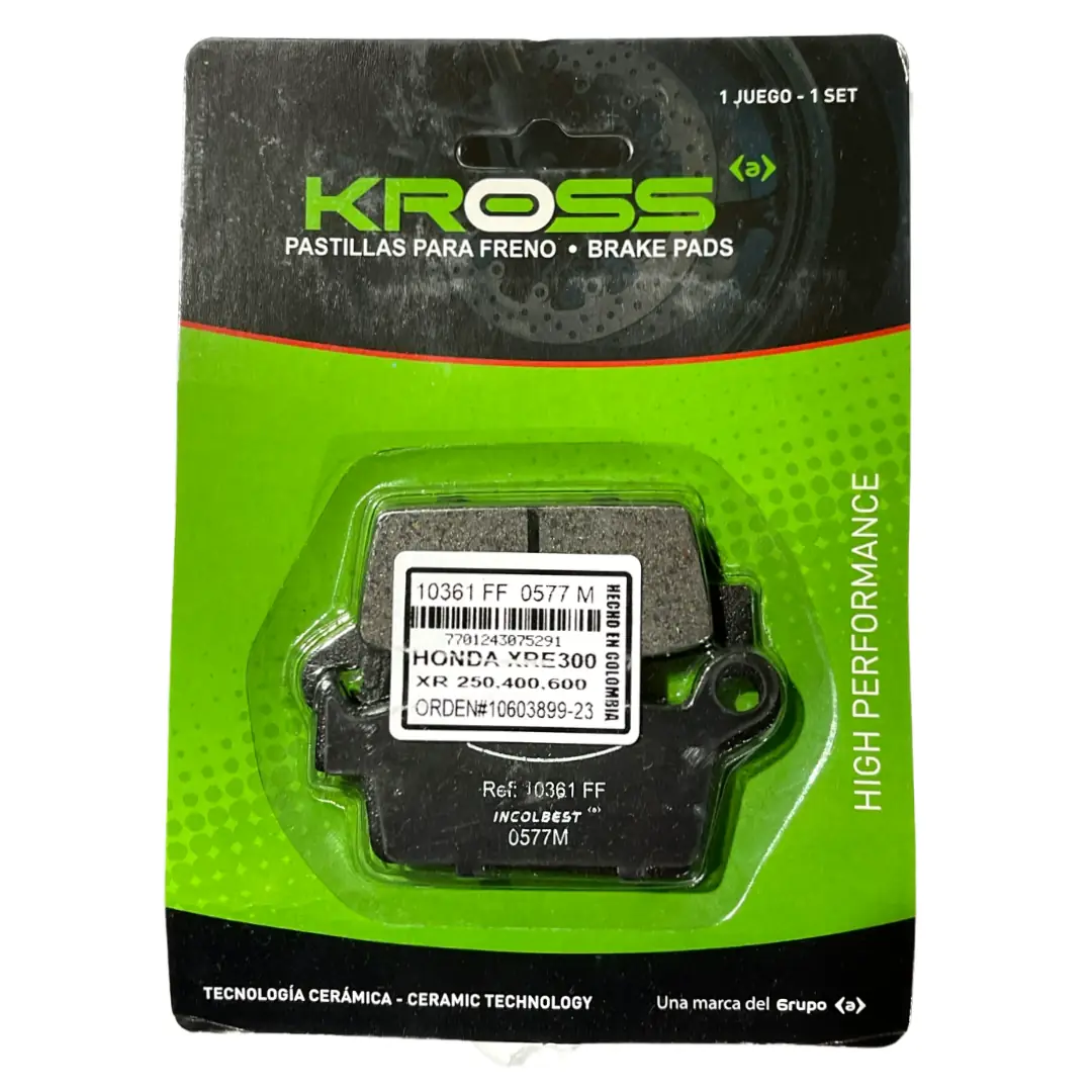 Pastilla Freno Kross Honda Cr80 Cr250R Xre300 Klx 250 250S Dr 400 Yz125 (10361) Pastilla Freno Kross Honda Cr80 Cr250R Xre300 Klx 250 250S Dr 400 Yz125 - Imagen 1